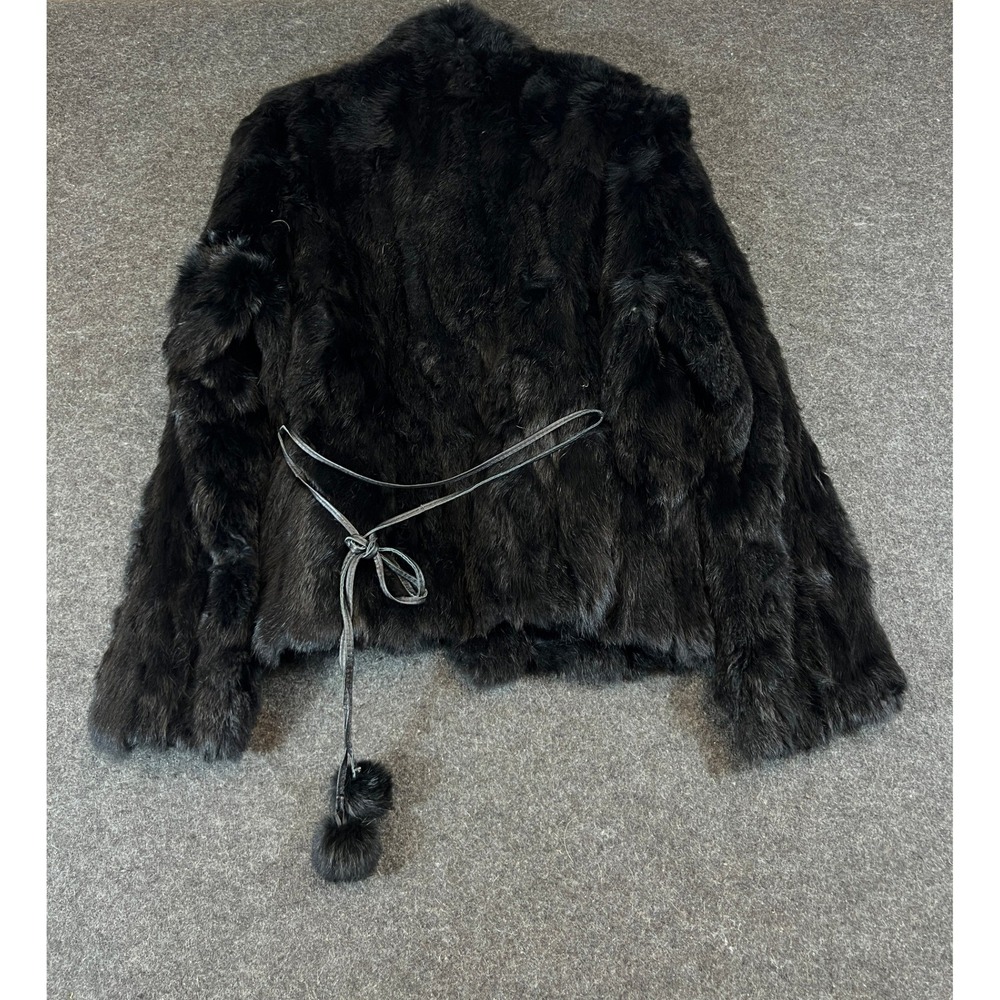 VTG Y2K Wilsons Leather Maxima Jacket Womens XL Black Genuine Rabbit Fur Angora - Picture 2 of 11